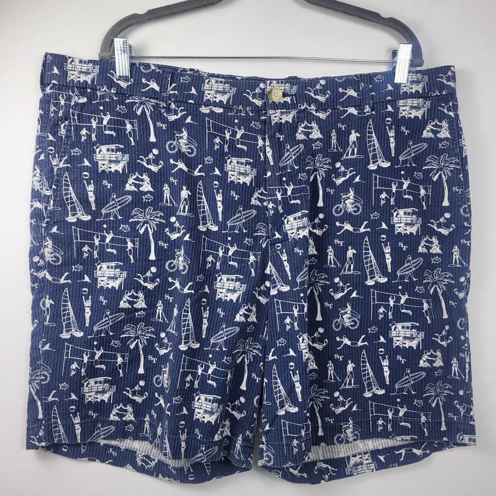 Southern Tide Shorts mens 40  Chino Beach Party All Over Pr 9" Inseam Flat Front